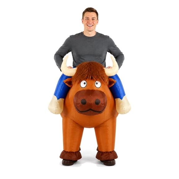 Ahititi Adult Inflatable Highland Cow Costume, Funny Ride-On Blow Up Costume for Men & Women, Halloween Cosplay Party