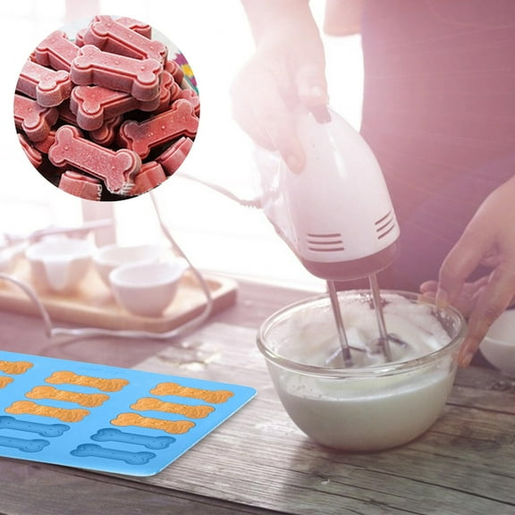 HKEJIAOI 11.8in 15-Cavity Dog Bone Cookie Mold, Food Grade Silicone Baking Tray for Homemade Dog Treats, Cupcakes, Training Rewards, Non-Stick Oven Safe Easy Release Pet Snack Maker