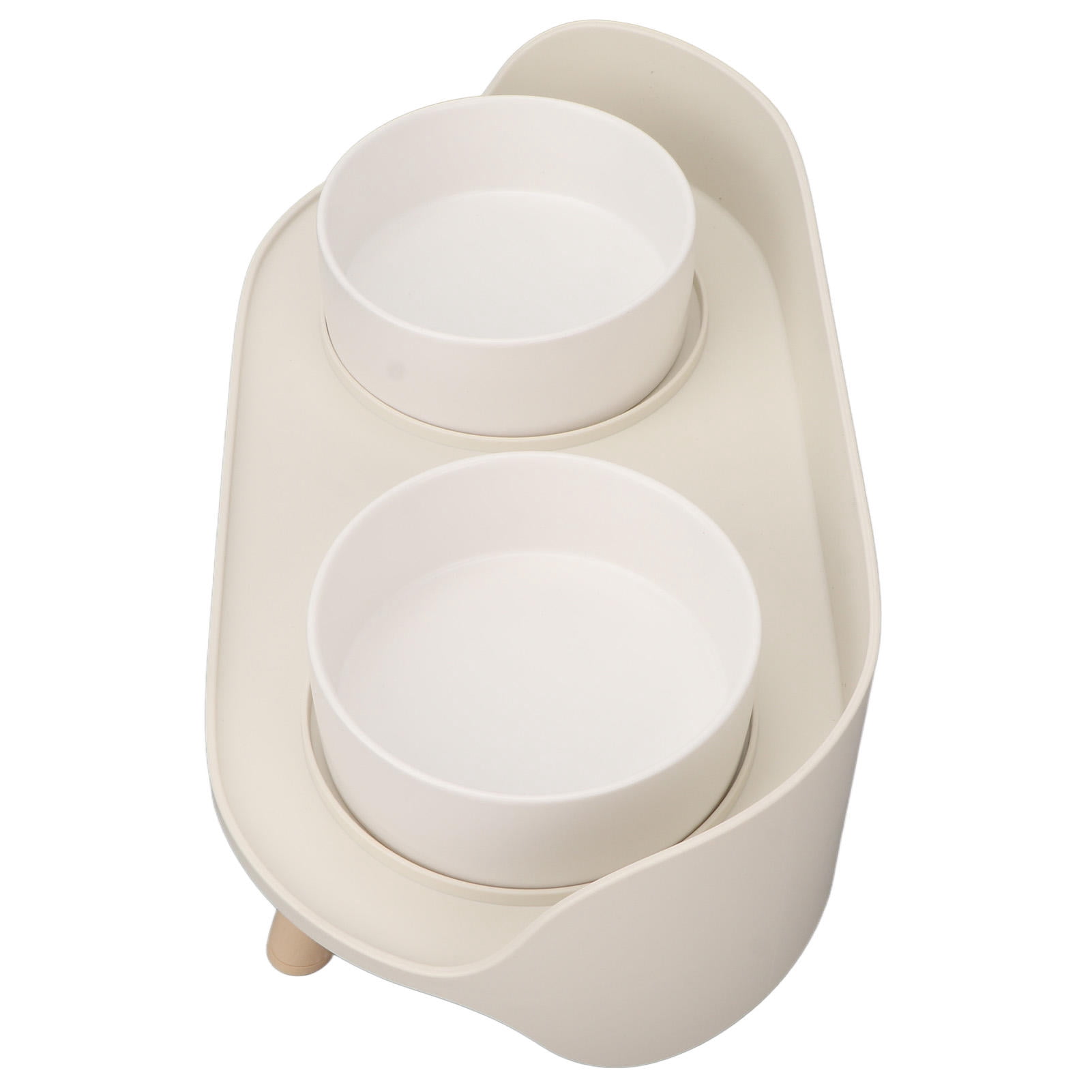 BOKYAN Ceramic Raised Cat & Dog Bowls – Anti‑Slip, Double‑Bowl, Cervical Spine Support, Spill‑Proof, Easy to Clean – White