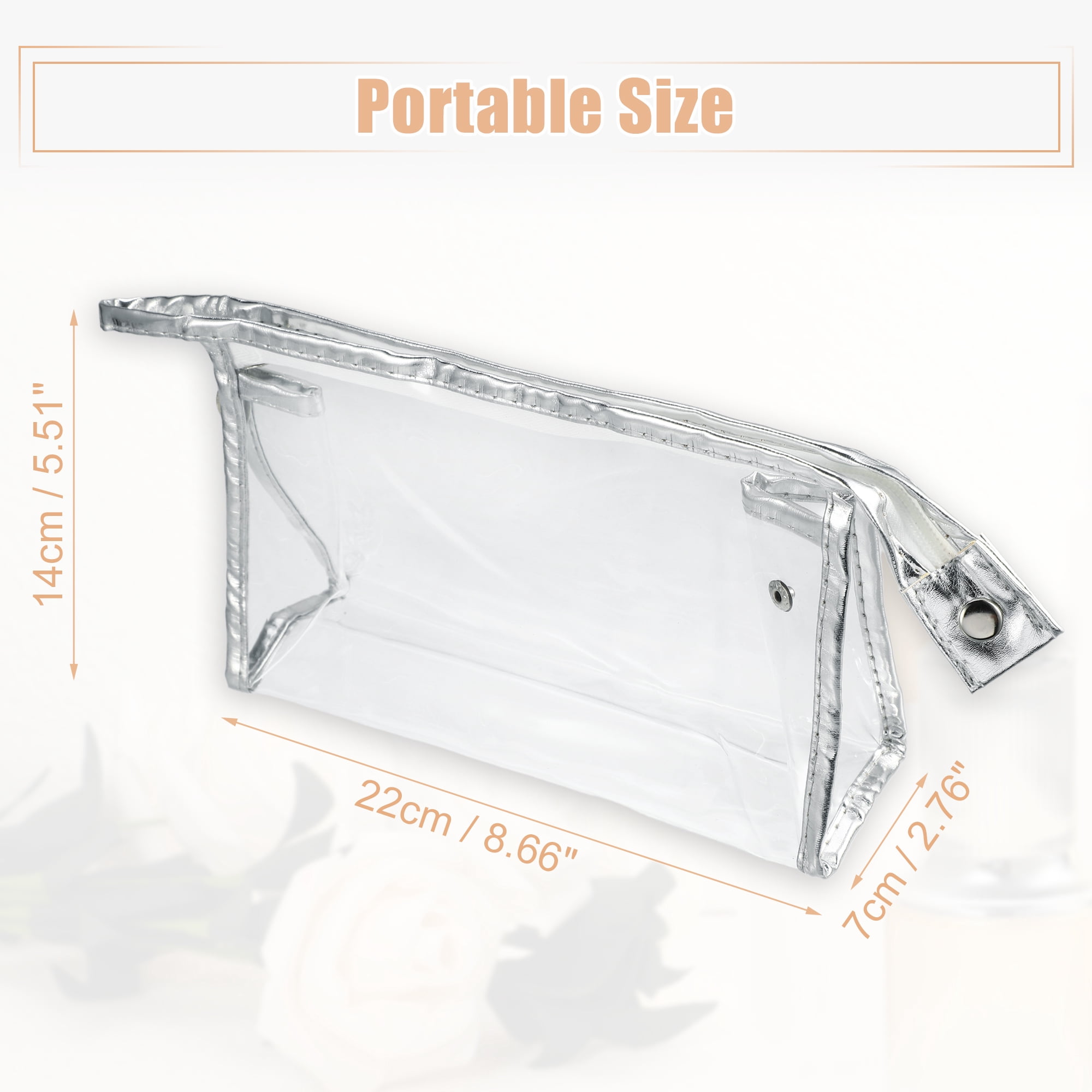 Unique Bargains 1Pc Transparent Waterproof Polyvinyl Chloride Toiletry Bag Silver