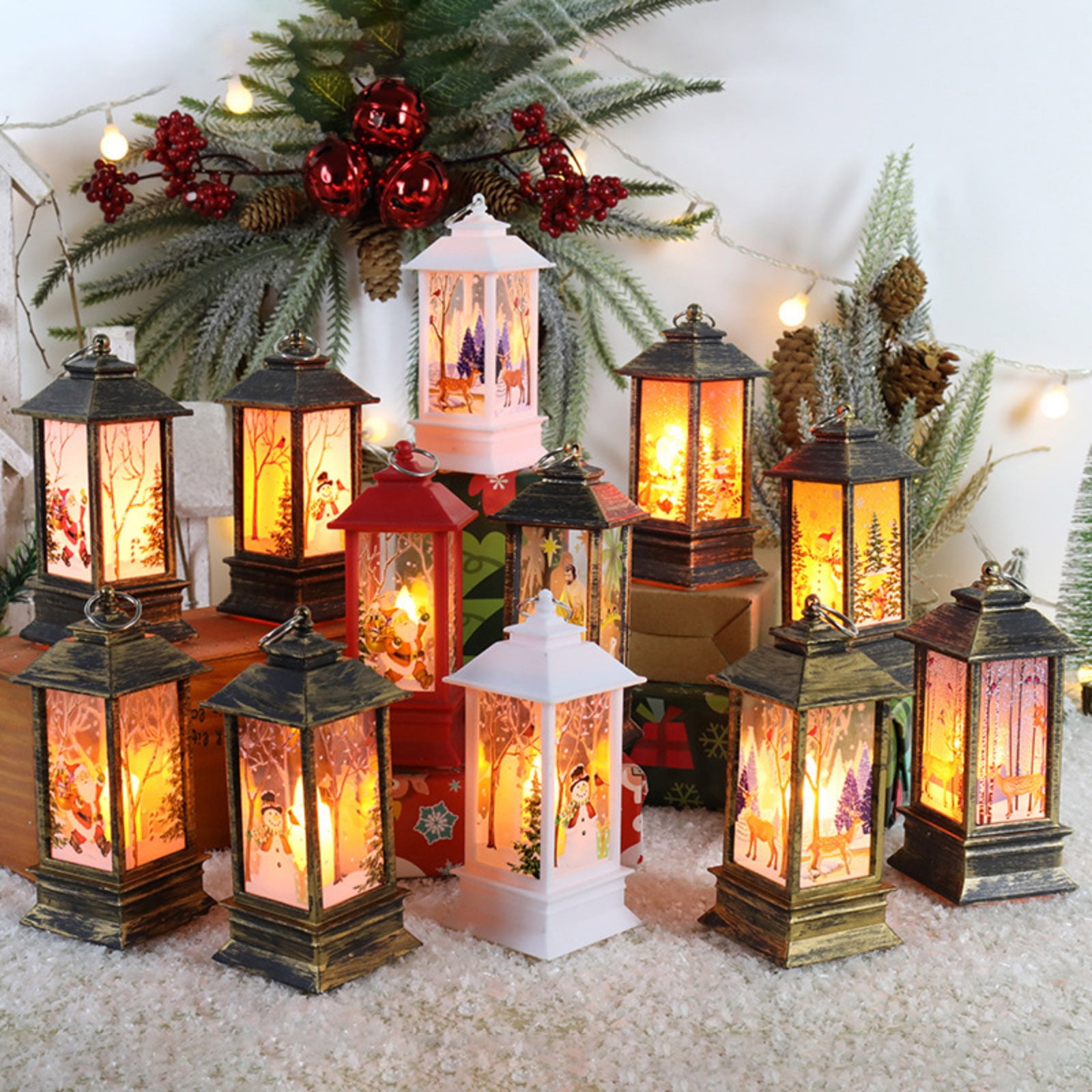 Decorative Candle Lanterns Flameless Battery-Operated with Timer Function,  Christmas Gifts, Holiday Lights,10'' Indoor Outdoor Waterproof Hanging