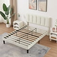 thumbnail image 3 of VECELO Queen Size Upholstered Platform Bed Frame with Adjustable Headboard, Wooden Slats Support, No Box Spring Needed/Easy Assembly, Beige, 3 of 8