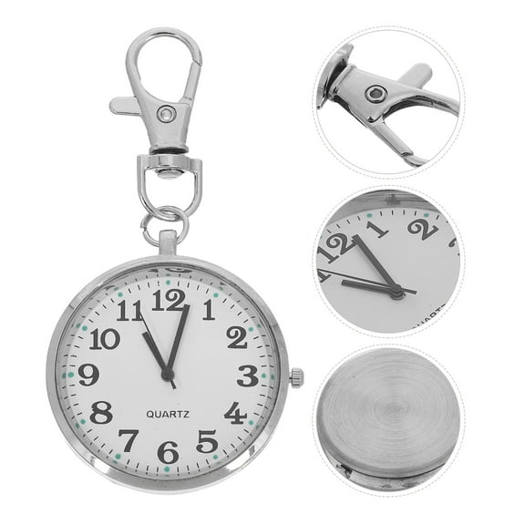 Soimiss Keychain Clock Pocket Watch Stainless Steel 1Pack Easy Reading For Daily Use