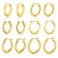 thumbnail image 1 of Juego de 6 Pendientes de Aro JeenMata Chapados en Oro Amarillo con Varios Diseños, 1 of 4