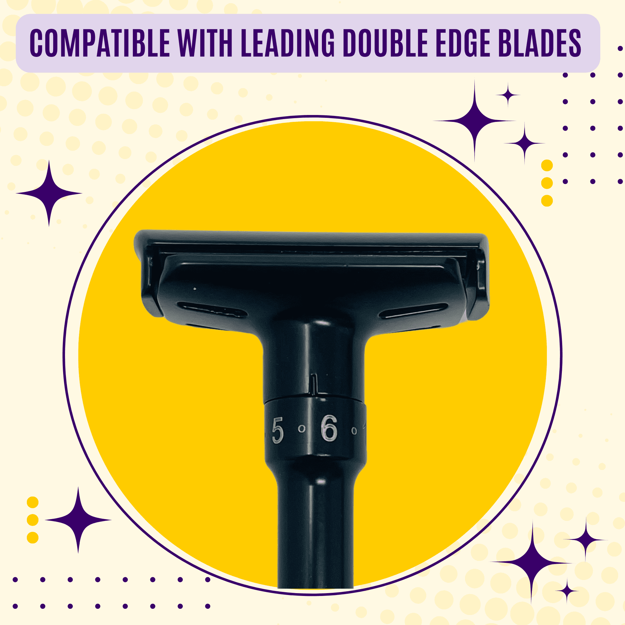 G.B.S Black Adjustable Double Edge Safety Razor with 10 Super Platinum Blades – Weighted Stainless Handle – 6 Settings – Fits All DE Razor Blades – Premium Men’s Shaving Tool