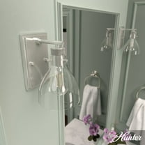 Hunter - Van Nuys 1-light Brushed Nickel, Medium Size Sconce Light, Dimmable, Transitional Style, for Bedrooms, Dining, Living Rooms - 19300