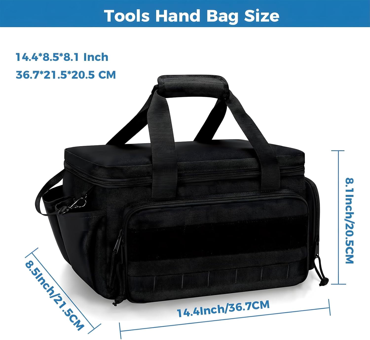 14-Inch Heavy-Duty Canvas Tool Bag, Multi-function Large Capacity Tool Organizer Tote Bag with Adjustable Shoulder Strap and Ergonomic Handle for Electrician, Plumber, Handyman (Khaki)