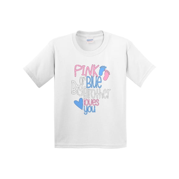 Inktastic Pink or Blue, Big Brother Loves You Footprints and Heart Youth T-Shirt
