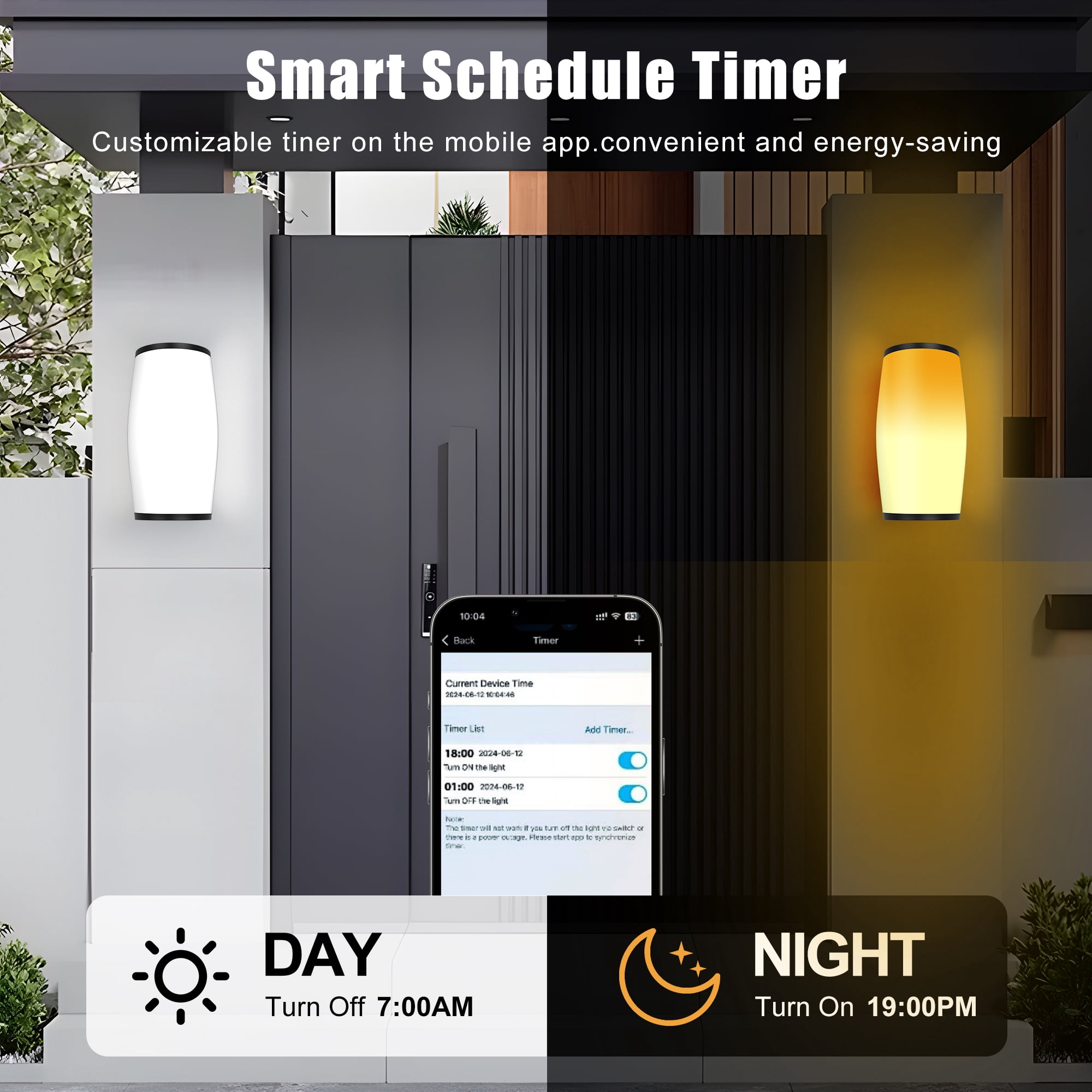 Outdoor Wall Lights, RGBICWW Smart Outdoor Light Fixture, 2400LM LED Porch Light, Modern Outdoor Wall Sconce Tunable White, IP65 Waterproof for Outdoor Decor, Christmas Decor