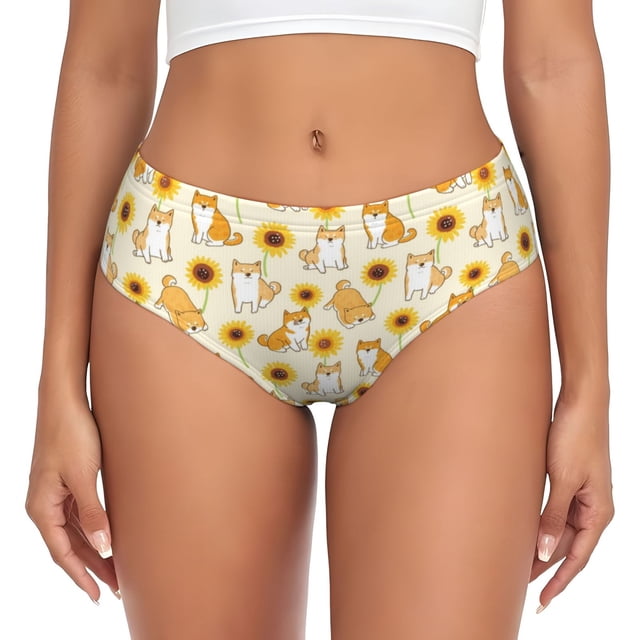 Fotbe Shiba Inu Dog Calzones Estampados para Mujer – Ropa Interior de Algodón, Cómoda, Suave y Elástica-Large