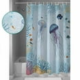 thumbnail image 3 of 60x72 Inch Shower Curtains for Bathroom Coastal Jellyfish Fabric Bath Curtain Decor Summer Ocean Nautical Fish Coral Waterproof Restroom Curtains Shower Set Accessories with 12 Hooks 60 Inch, 3 of 6