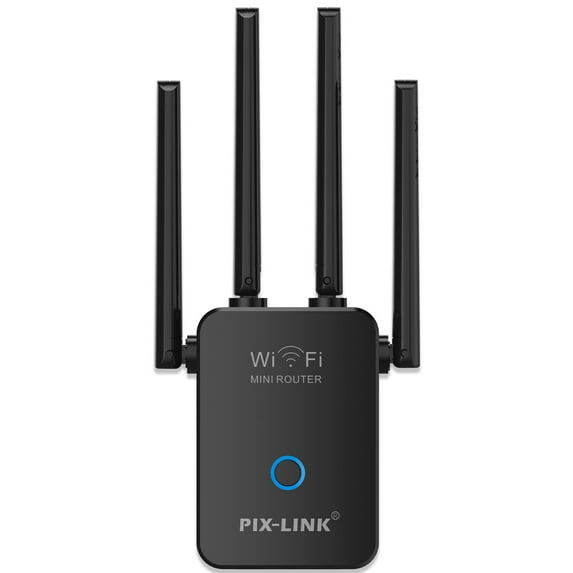 PIX-LINK WiFi Range Extender Repeater, 2.4GHz 300Mbps WiFi Repeater Wireless Signal Booster, 360 Degree Full Coverage WiFi Extender Signal Amplifier with 4 Band Antennas