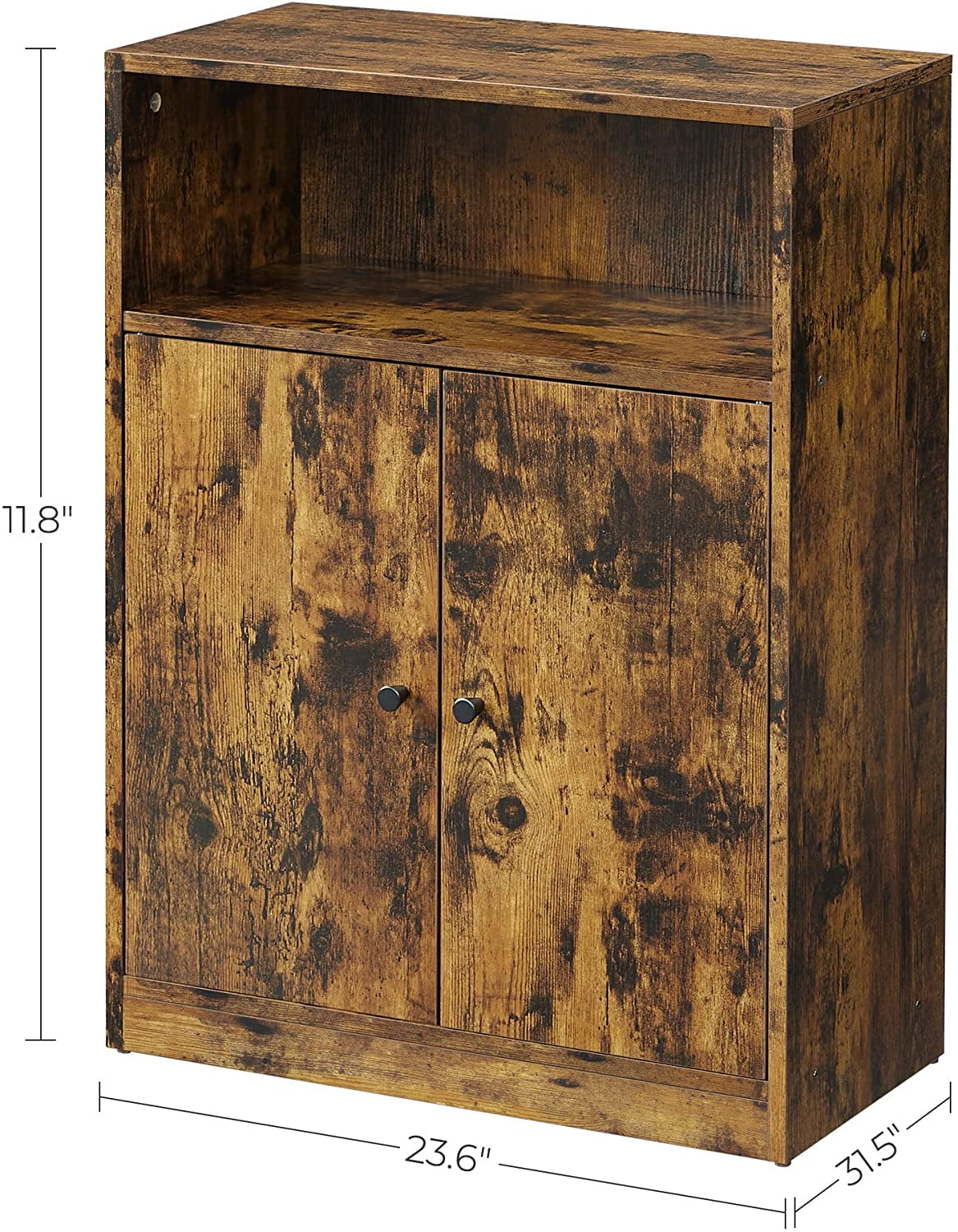 VASAGLE Industrial Storage Floor Cabinet Door Adjustable Shelf Compartment Rustic Brown Particle Board 23.6 x 11.8 x 31.5 Inches 