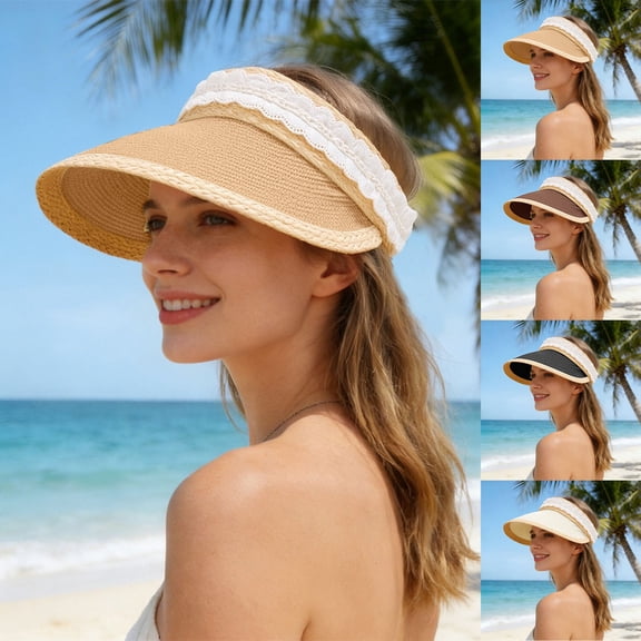 Sun Hats for Women Women Foldable Bow Wide Brim Straw Sun Hat Beach Vacation Black One Size
