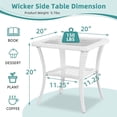 thumbnail image 5 of MEETWARM Wicker Outdoor Side Table, All-Weather Patio Rattan Side Table with Tempered Glass Top and Storage Shelf, Small Patio End Table for Outside Indoor Outdoor Balcony Porch Deck, White, 5 of 7