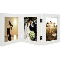 Golden State Art 5x7 Trifold Hinged Collage Photo Frame with 3 Openings Collage, White, 1-Pack