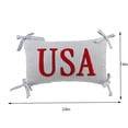 thumbnail image 7 of Homellea Patriotic USA Lumbar Throw Pillow, 24 x 14 Inch Blue White Striped Decorative Accent Cushion with Red Letter Design and Tie Corners for Couch, Sofa, Bed and Home Decor, 7 of 7