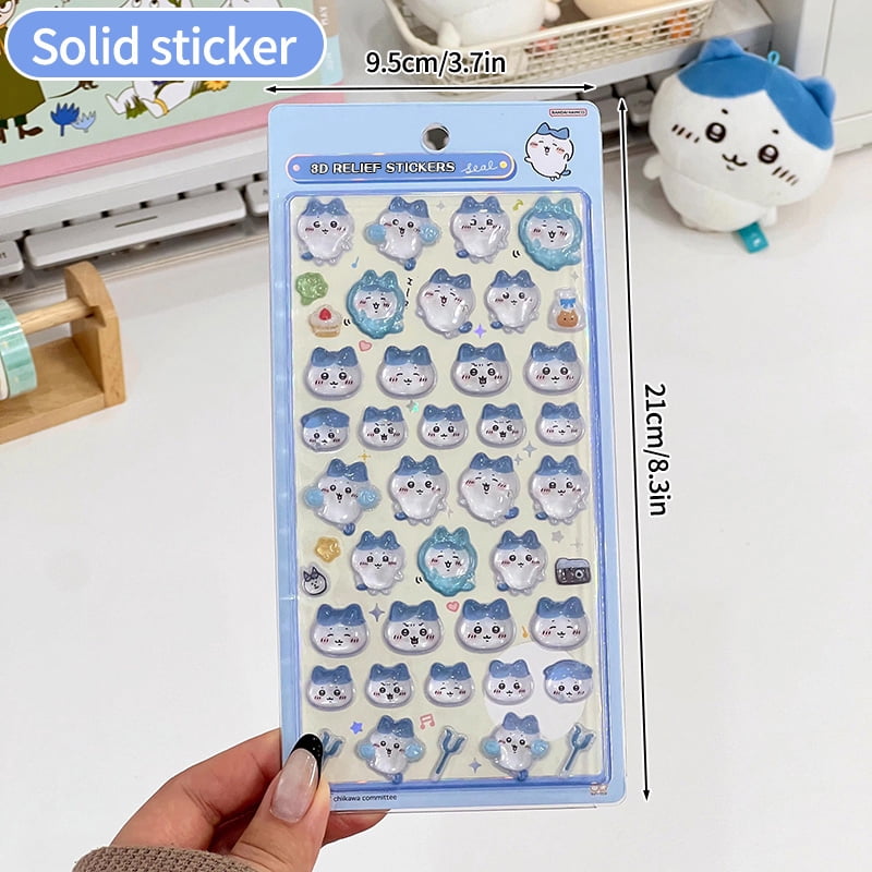 Chiikawa Cartoon 3D Sticker DIY Laptop Scrapbook Decal Aesthetic Crystal Stickers Kawaii Solid Decorative Sticker ちいかわ ボンボンシール