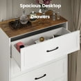 thumbnail image 4 of Vabches Farmhouse 5 Drawer Dresser with Metal Handle, Tall Wood Chest of Drawers for Living Room Bedroom,White Brown, 4 of 9