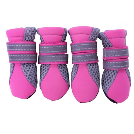 WORGEOUS Summer Breathable Mesh Small Dog Shoes Nonslip Sole Dog Boots Size S (Rose red)