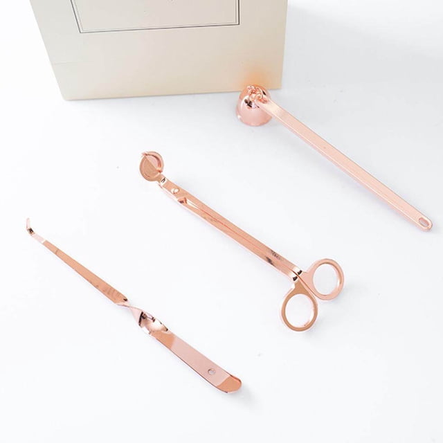 Candle Extinguisher Set Candle Snuffer Wick Trimmer Dipper Candle Accessory Set Rose Gold