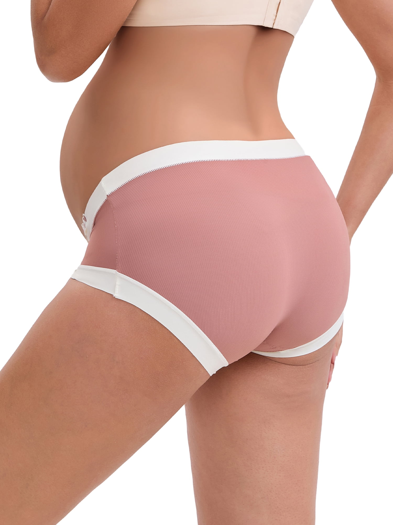 DARING DIVA Ice Silk Maternity Panties Under the Bump Briefs XL 1 Light Brown 1 Brown