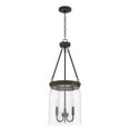 thumbnail image 2 of Hunter - Devon Park 3-light Onyx Bengal, Medium Size Pendant Light, Dimmable, Rustic Style, Cylinder Shaped, for Bedrooms, Dining, Living Rooms - 19153, 2 of 10