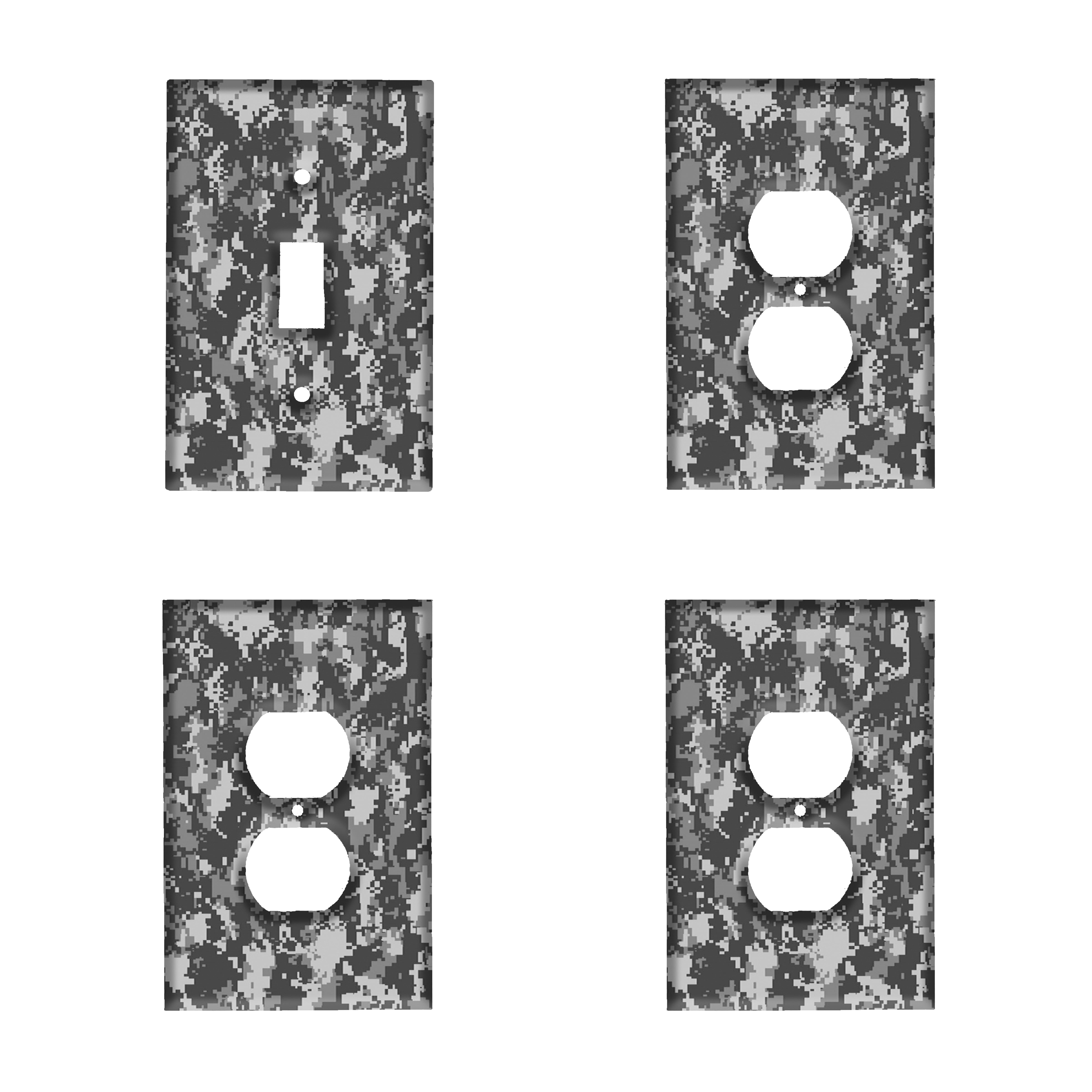4 pack Decorative Switch Plate Covers Monochromatic Grey digital Camo