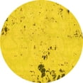 thumbnail image 1 of Ahgly Company Machine Washable Indoor Round Abstract Yellow Modern Area Rugs, 3' Round, 1 of 4