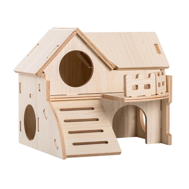 Hamster House Hamster Hideout Madera Maciza con Escalera Hut Cage Accesorios Juguete de Exploración para Chinchilla Dwarf Hamster Gerbils Animales Peq Estilo A Fernando casa de hámster
