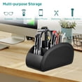 thumbnail image 6 of Fintie TV Remote Control Holder Desktop Organizer - PU Leather Storage Caddy with 5 Compartments Fits Office Supplies, Makeup Brush, Black Large, 6 of 7