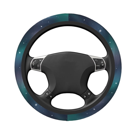 DouZhe Blue Nebula Stars Prints Steering Wheel Cover, Universal 15 inch Anti-Slip Odorless Elastic Artistic Universe Car Steering Wheels Cover for Women Men