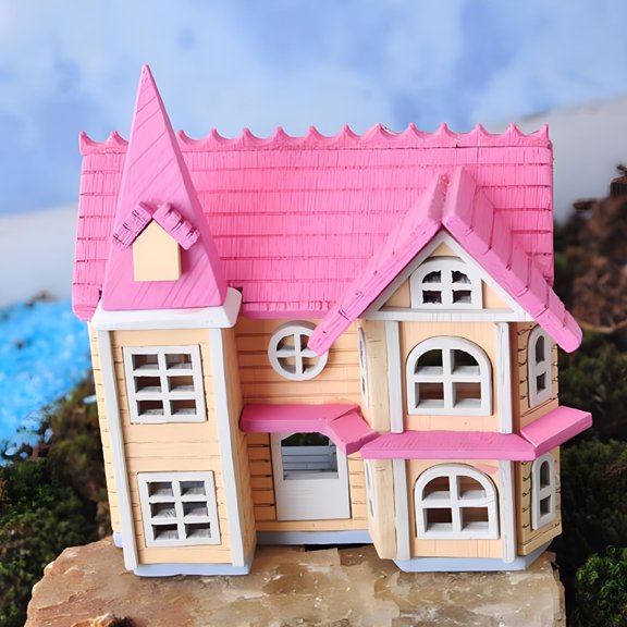 BESTSKY 1/12 Pink DIY Mini Wooden Dolls Miniature House Handicraft Assemble Toys Kits