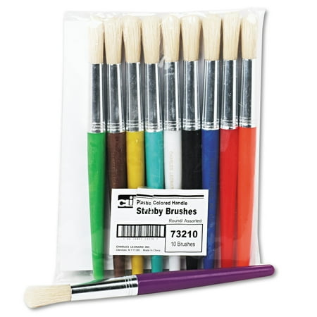 UPC: 0026487732104 | Charles Leonard Stubby Brush Set Natural Bristle Round 10/Set