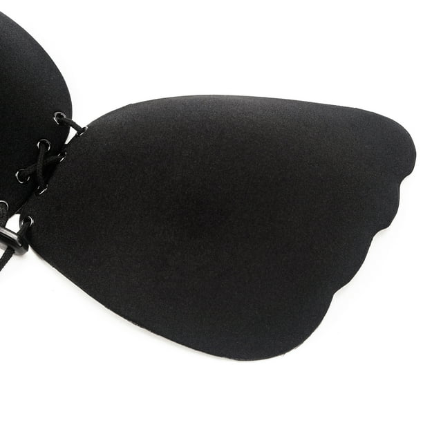 LELINTA Women's Push Up Strapless Sticky Bra Reusable Self Adhesive  Invisible Silicone Backless Bra Black/ Skin
