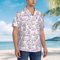 thumbnail image 6 of Uemuo Purple Rabbit Printed Regular Fit Short Sleeve Casual Hawaiian Shirt for Men,Aloha shirt,Tropical shirt,Floral print shirt,Vacation Beach shirt-, 6 of 9