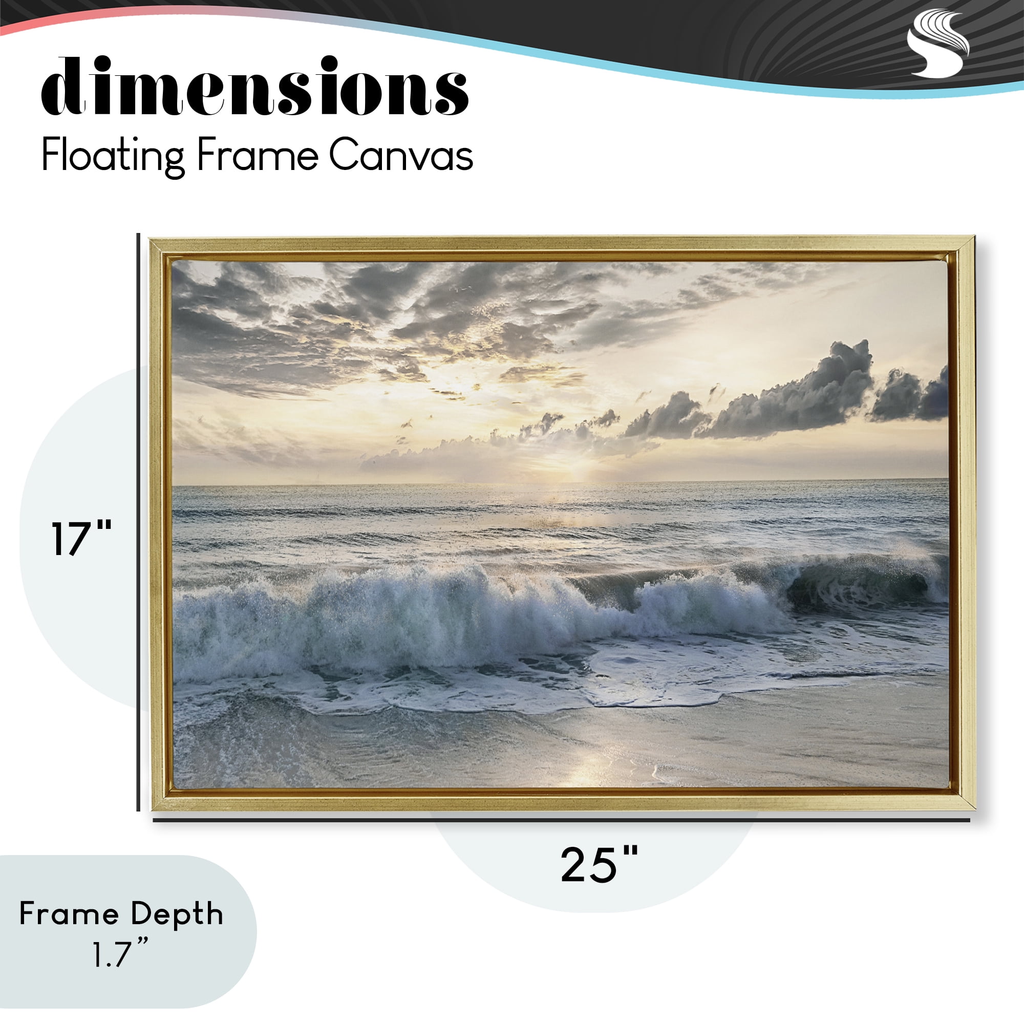 Stupell Industries Sunset Foam Along Shoreline Gold Framed Floater Canvas Wall Art, design by Mike Calascibetta