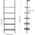 thumbnail image 4 of Hassch 5-Tiers Ladder Bookshelf Wall-Mounted Bookcase Storage Display Rack with Metal Frame, Walnut & Black, 4 of 5
