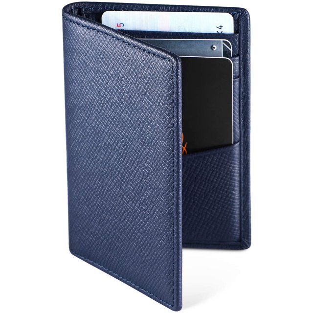 Tarjetero para tarjetas de crédito, bloqueo RFID, cartera plegable de piel auténtica para hombre, almacenamiento para tarjetas de crédito y billetes (azul 1)