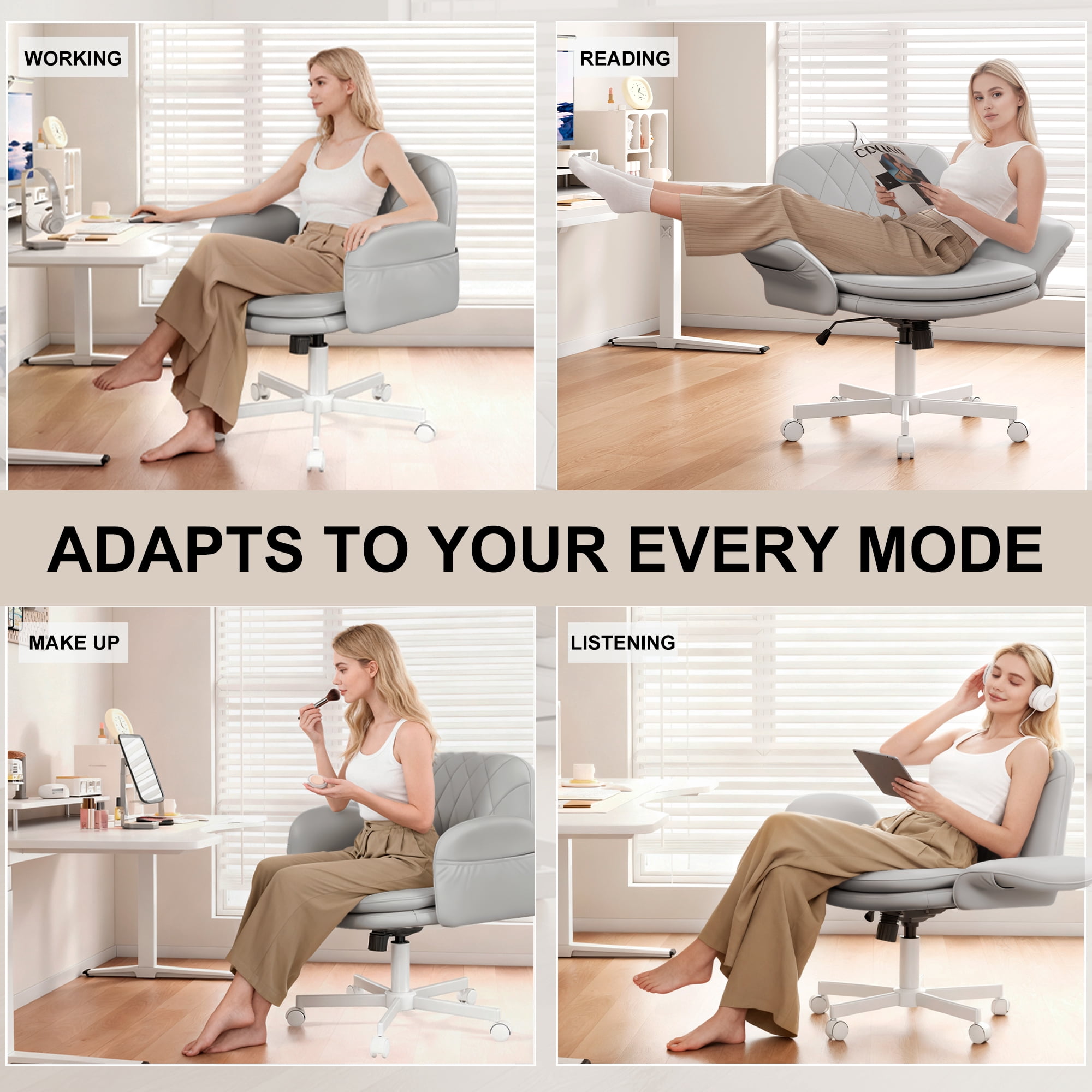 Misolant Big and Tall Office Chair, Computer Chair with Soft Adjustable Armrests, Ergonomic Gaming Chair with Breathable Linen Design, Executive Chairs with Footrest