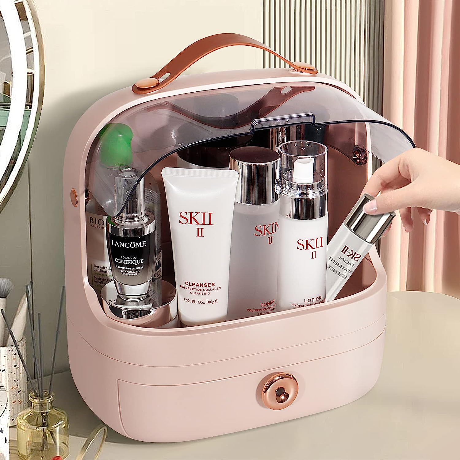 SHMAMT Egg Shape(Oval) Makeup Storage Box, Countertop