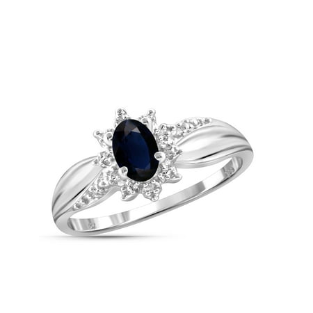 JewelersClub 0.67 Carat T.G.W. Sapphire Gemstone and Accent White Diamond Women's Ring
