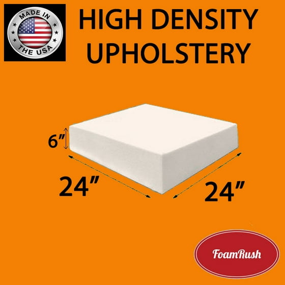 Foamrush 6 H X 24 W L Upholstery Foam Cushion High Density Chair Square For Dinning Chairs Wheelchair Seat Replacement