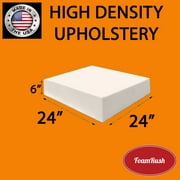 FoamRush 6" H x 24" W x 24" L Upholstery Foam Cushion High Density (Chair Cushion Square Foam for Dinning Chairs, Wheelchair Seat Cushion Replacement)