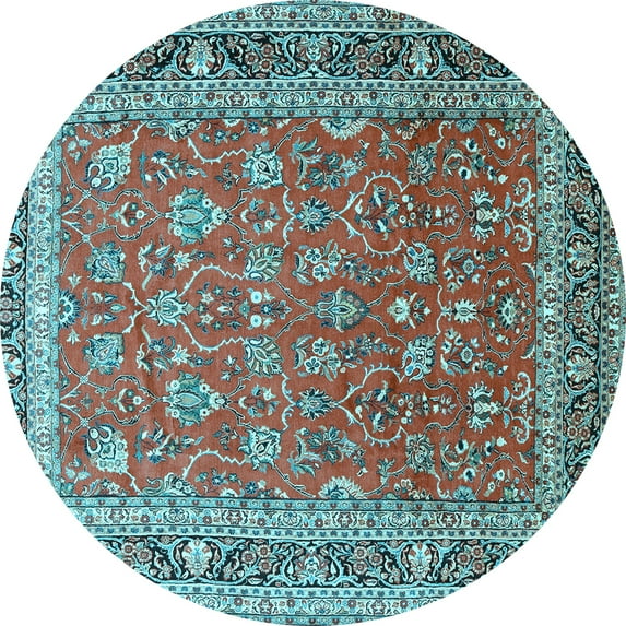 Ahgly Company Indoor Round Persian Light Blue Traditional Area Rugs, 4' Round