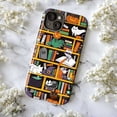 thumbnail image 5 of Halloween Bookshelf Cats Phone Case, Cats with Witch Hats and Pumpkins, Cute Protective Case for iPhone 17 16 15 14 13 12 11, 5 of 6
