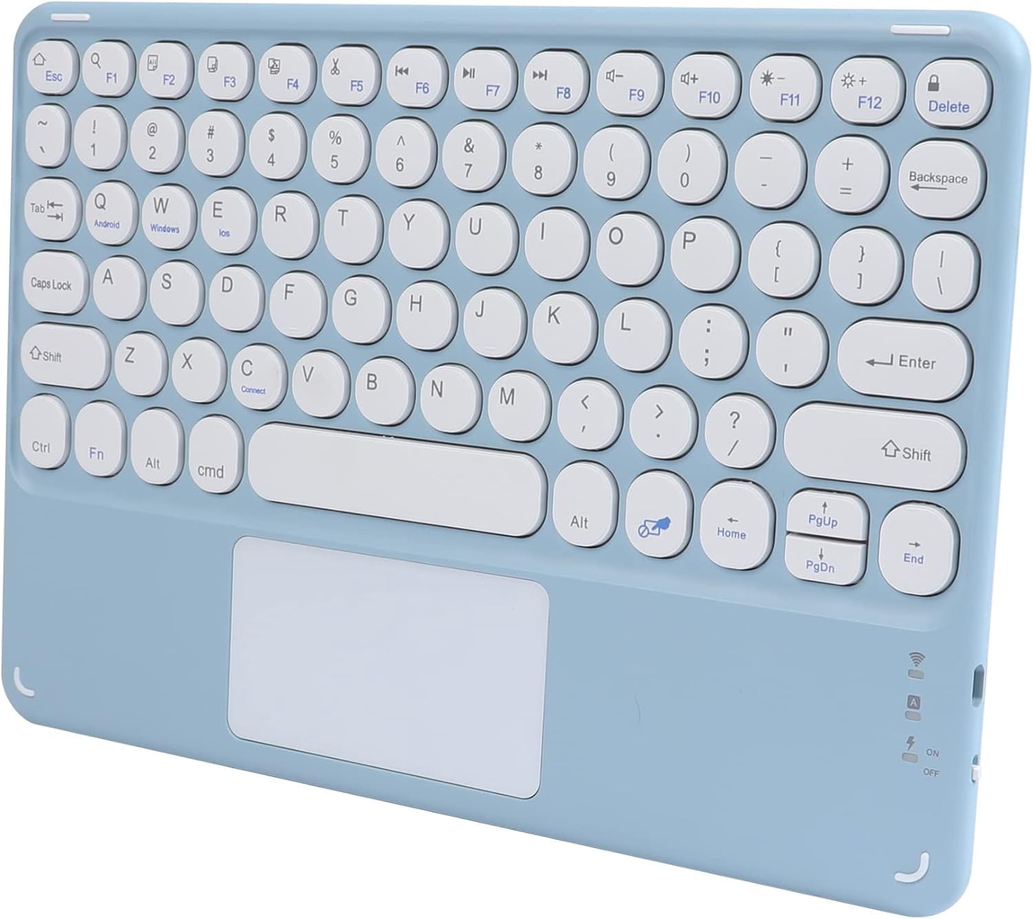 Portable Wireless Bluetooth Keyboard with Touchpad, Ultra-Thin Rechargeable Bluetooth Keyboard Mini with trackpad Round Key for iPad pro/iPad/iOS/Android (Blue)