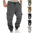 thumbnail image 2 of Havenre Mens Fleece Lined Cargo Sweatpants Fall Winter Thick Warm Athletic Jogger Pants with 6 Pockets Loose Oversized Baggy Drawstring Elastic Waist Outdoor Trousers Black L, 2 of 10