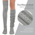 thumbnail image 2 of allydrew Cable Knit Over the Knee Thigh High Winter Boot Socks, Gray, 2 of 4