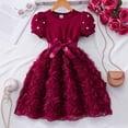 thumbnail image 5 of HAYIMI Girls Dresses Pearl Short Sleeve Rose Floral Print Party Dress For Toddler Summer Casual Wear Boho Sundress, 5 of 5